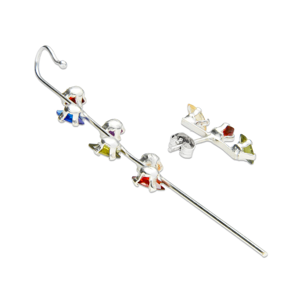 LPTR004 Arete Trepador Plata .925 Mod Recto Semilla Taxco Multicolor MLM912697915