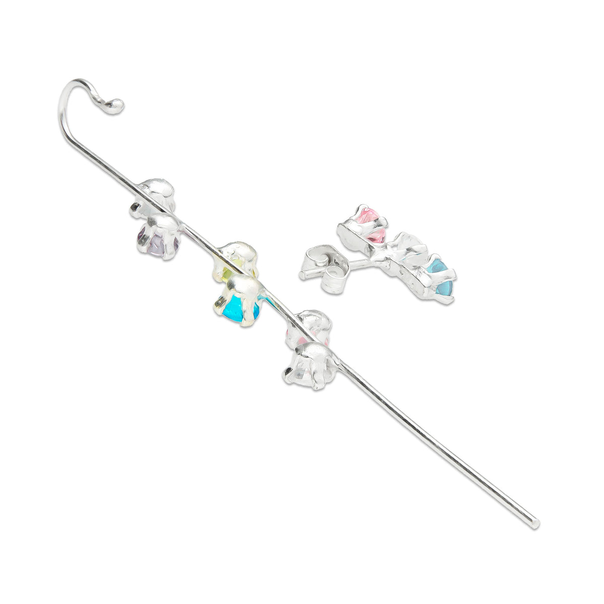 LPTR006 Arete Trepador Plata .925 Mod Recto Redondo Taxco Multicolor MLM912691658