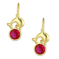 MR10AR013 Arete Arillo Oro Sólido 10K Modelo Delfin Liso con Zirconia Redonda 1.9 cm de Diámetro