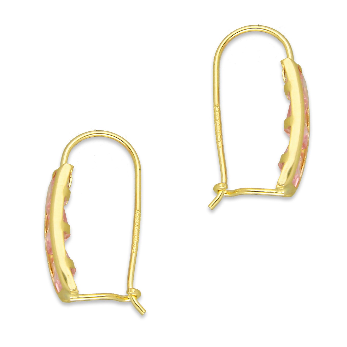 MR10AR029 Arete Arillo Oro Sólido 10K Modelo Semaforo Rosa Diámetro 1.7 cm