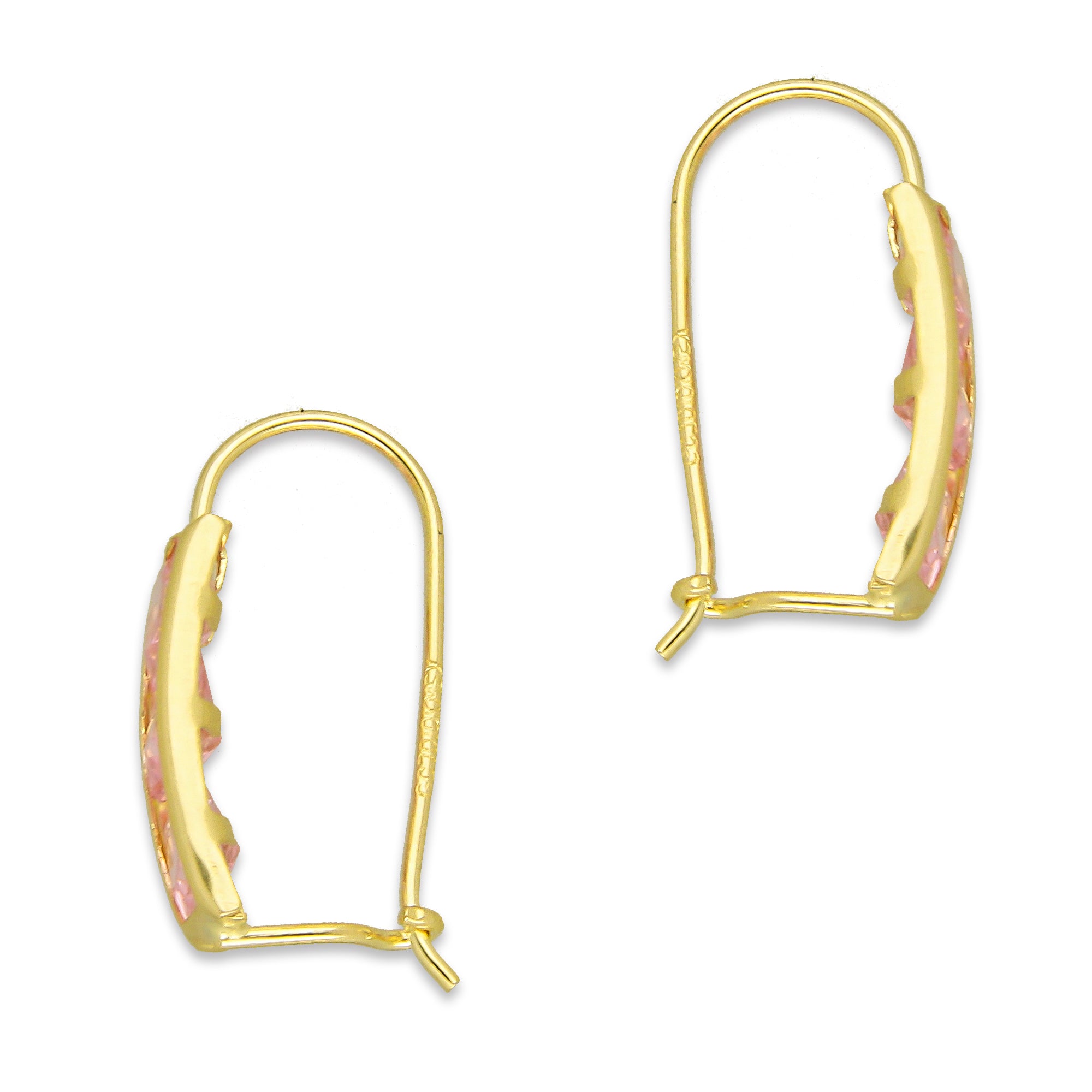 MR10AR029 Arete Arillo Oro Sólido 10K Modelo Semaforo Rosa Diámetro 1.7 cm
