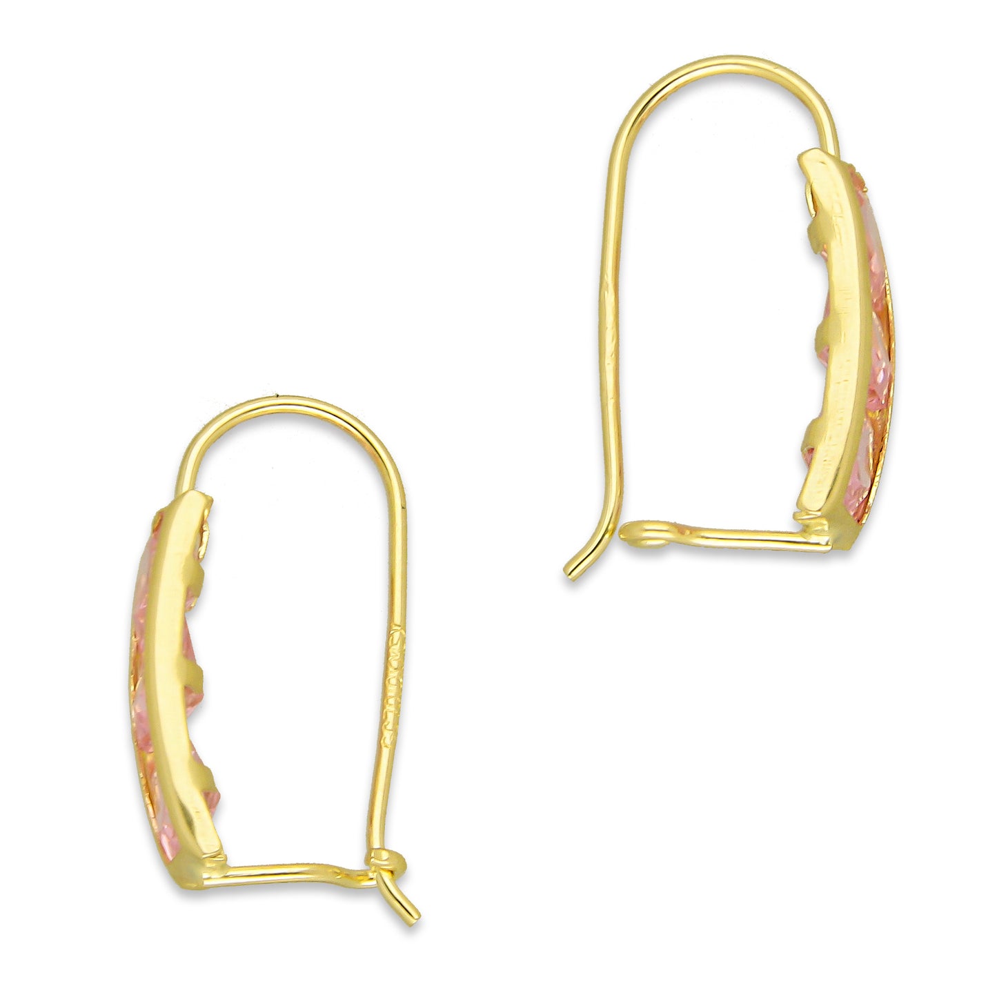 MR10AR029 Arete Arillo Oro Sólido 10K Modelo Semaforo Rosa Diámetro 1.7 cm