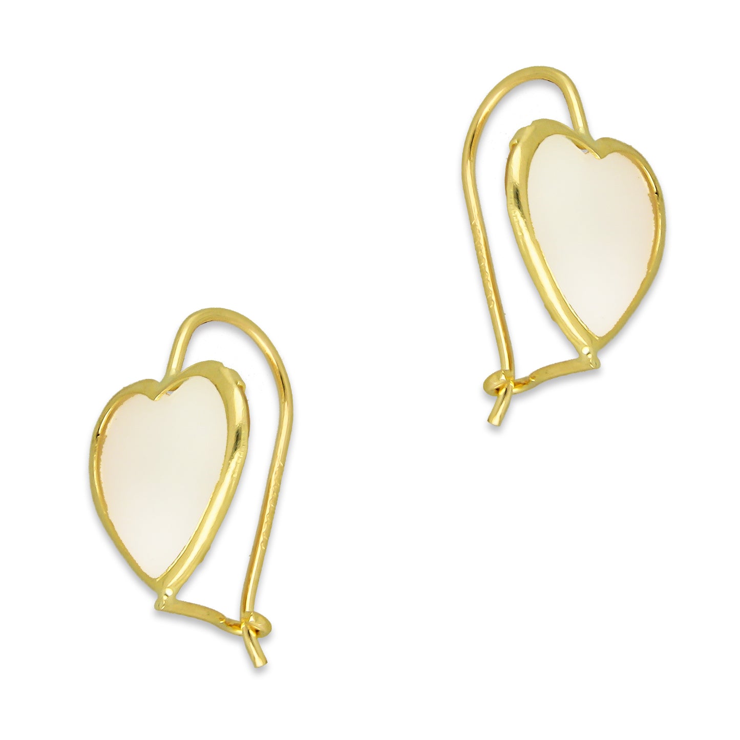 MR10AR030 Arete Arillo Oro Sólido 10K Modelo Corazón Piedra Blanca con Bisel Diámetro 1.5. cm