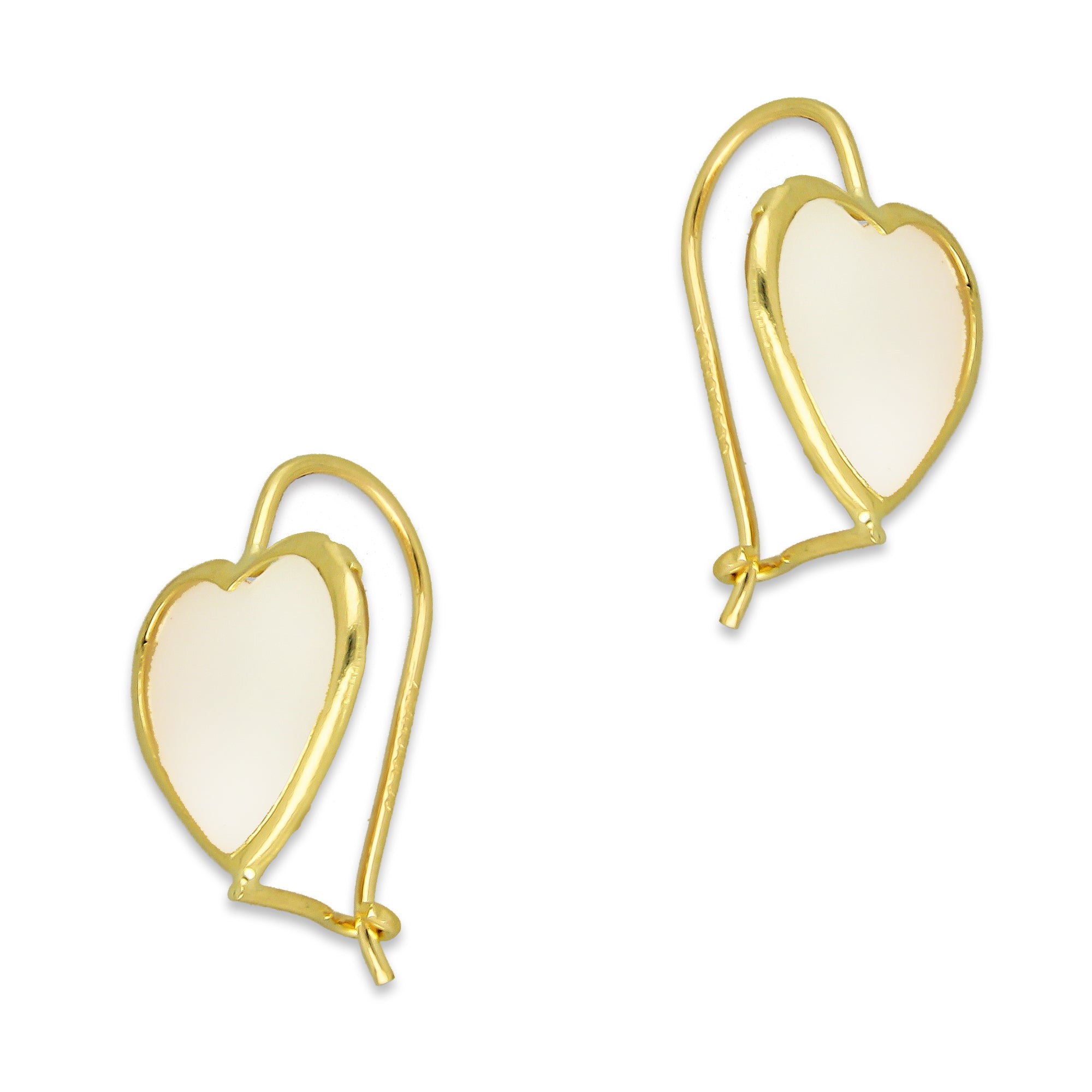 MR10AR030 Arete Arillo Oro Sólido 10K Modelo Corazón Piedra Blanca con Bisel Diámetro 1.5. cm