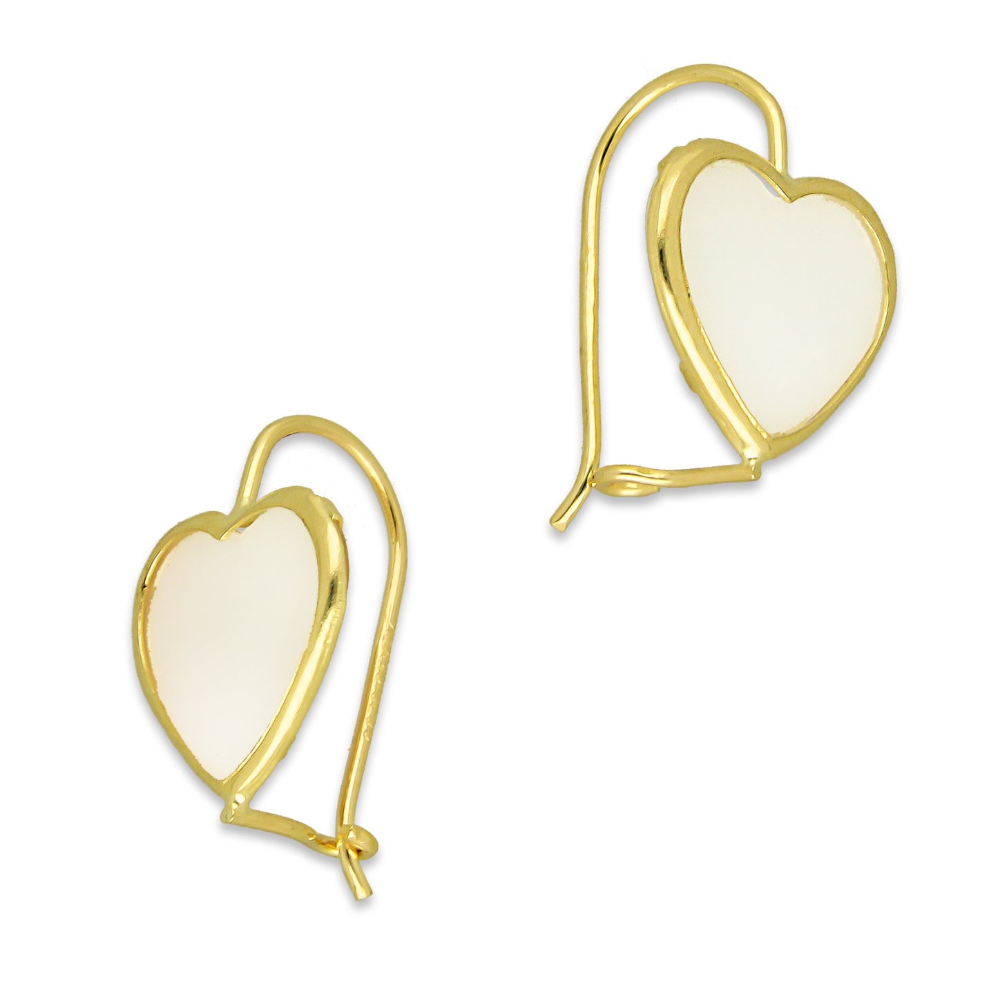 MR10AR030 Arete Arillo Oro Sólido 10K Modelo Corazón Piedra Blanca con Bisel Diámetro 1.5. cm