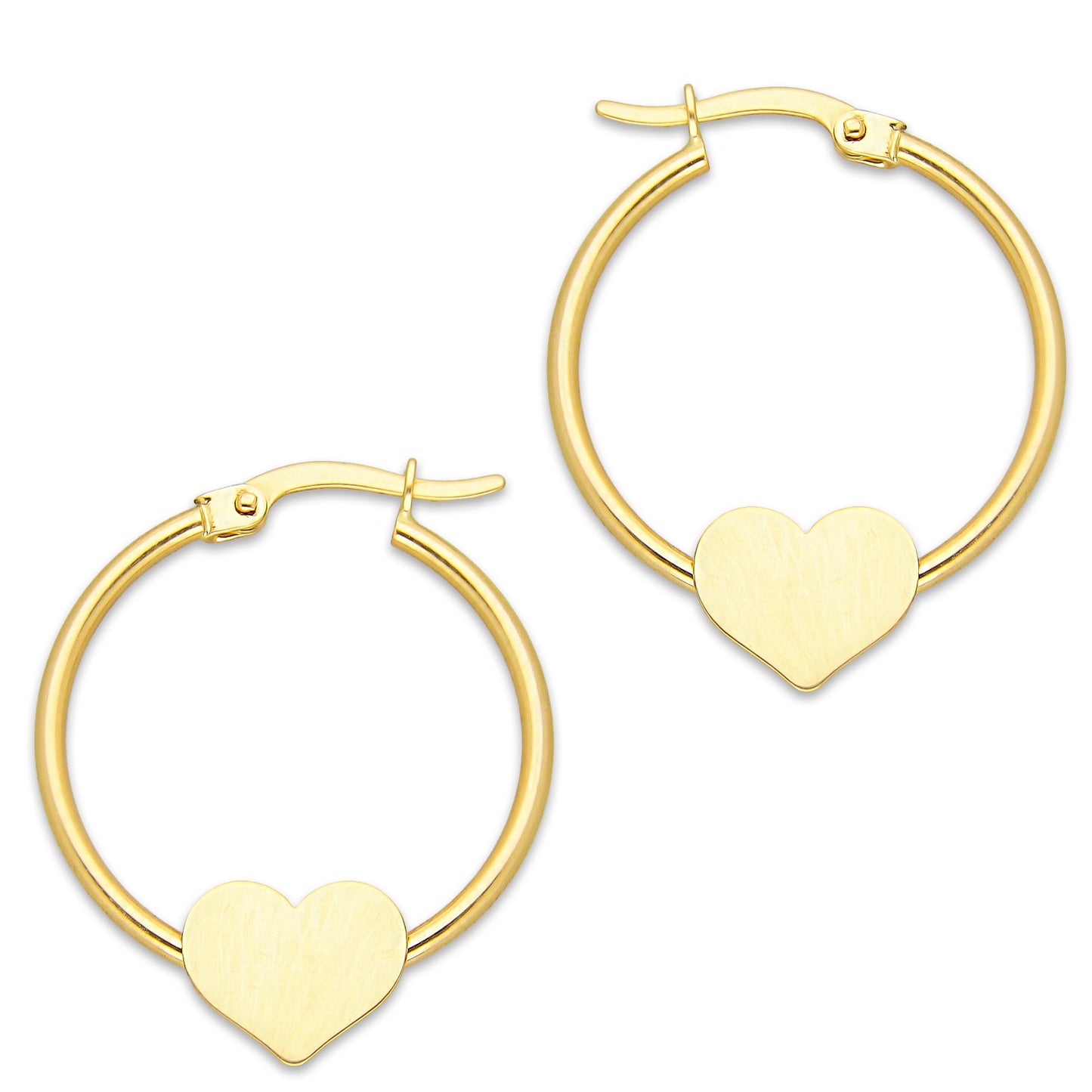 MR10AR037 Arete Arracada Oro Sólido 10K EMF10 Modelo Lisa Corazón Soldado Diámetro 2.3 cm