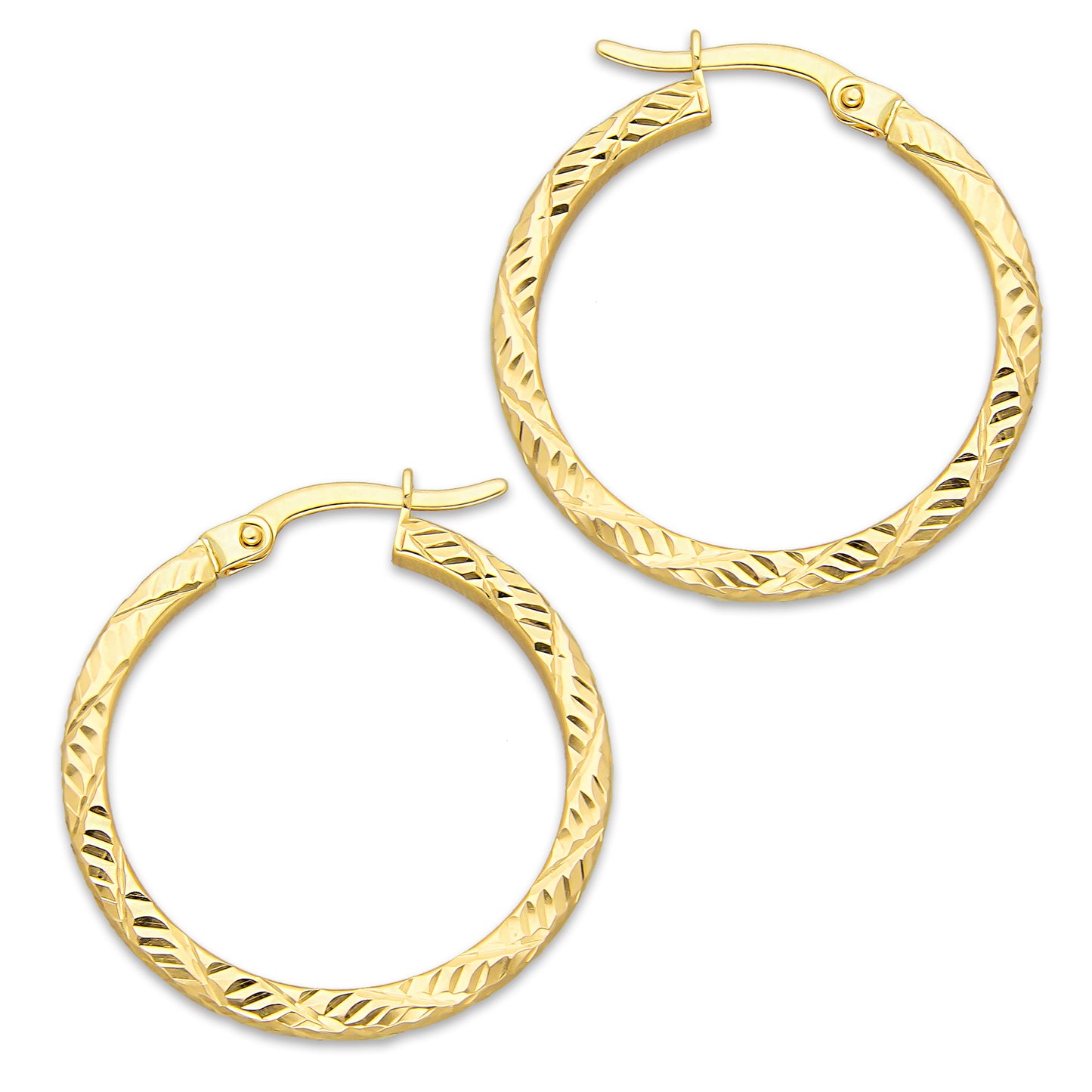 MR10AR038 Arete Arracada Oro Sólido 10K EMF10 Modelo Espiral Texturizada Diámetro 2.4 cm