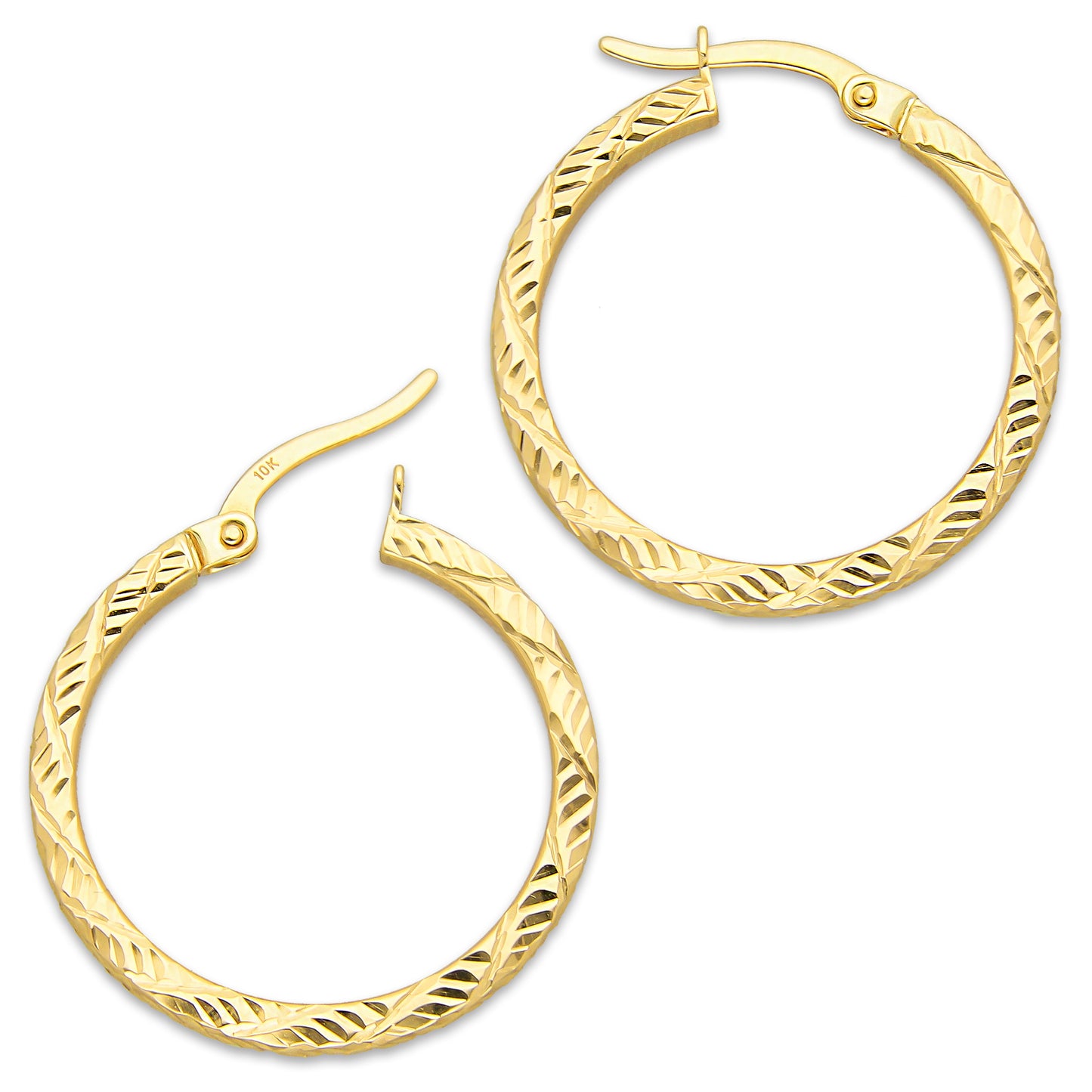 MR10AR038 Arete Arracada Oro Sólido 10K EMF10 Modelo Espiral Texturizada Diámetro 2.4 cm