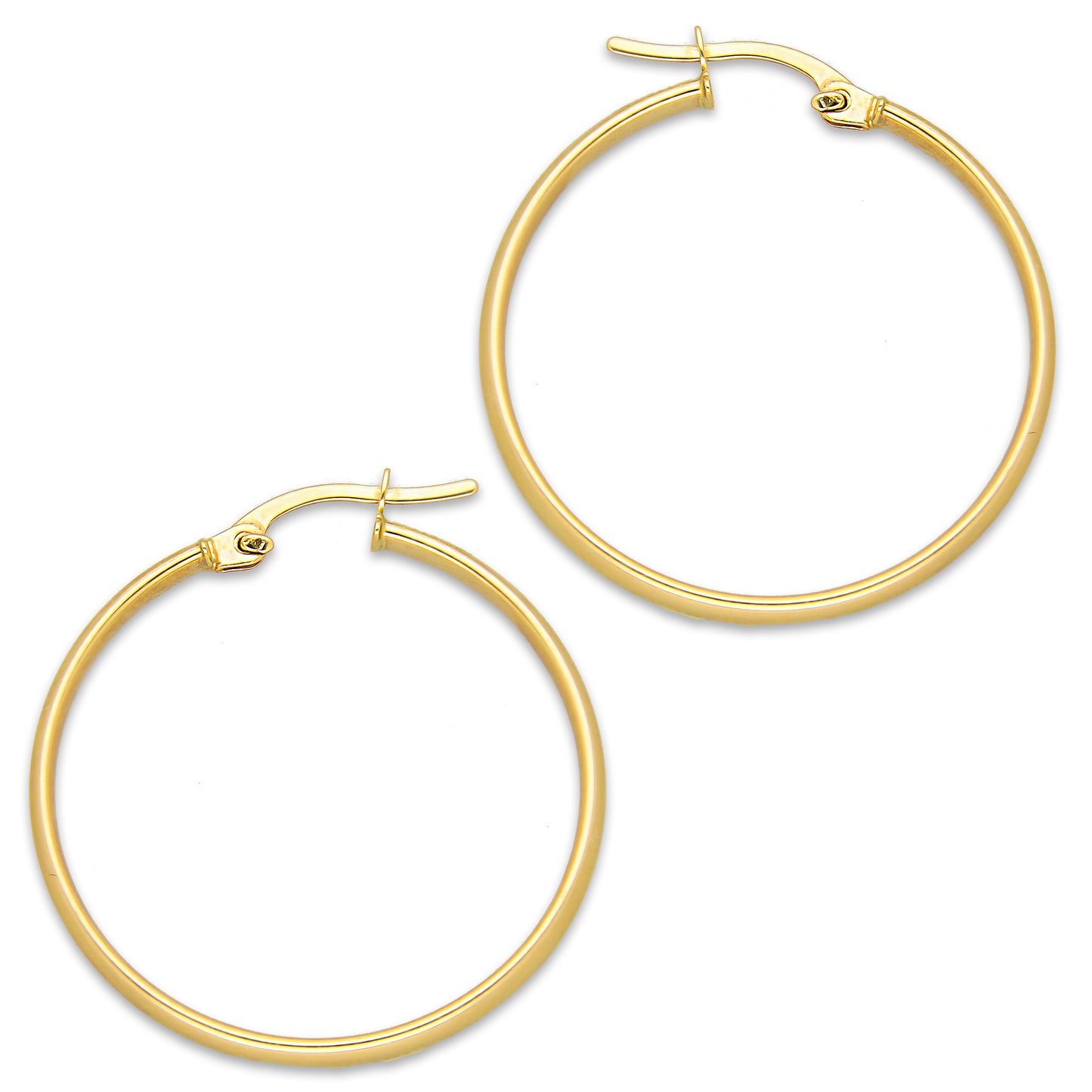 MR10AR040 Arete Arracada Oro Sólido 10K EMF10 Modelo Tubo Óvalado Liso Diámetro 2.7 cm