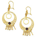 MR10AR044 Arete Arracada Oro Sólido 10K Modelo Círculo Canasta con Círculo al Centro Diámetro 5.4 cm