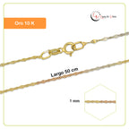 MR10CU011-50 Cadena Oro Sólido 10K Florentino EMC10 Modelo Ancla Eslabón Corto 1 mm x 50 cm