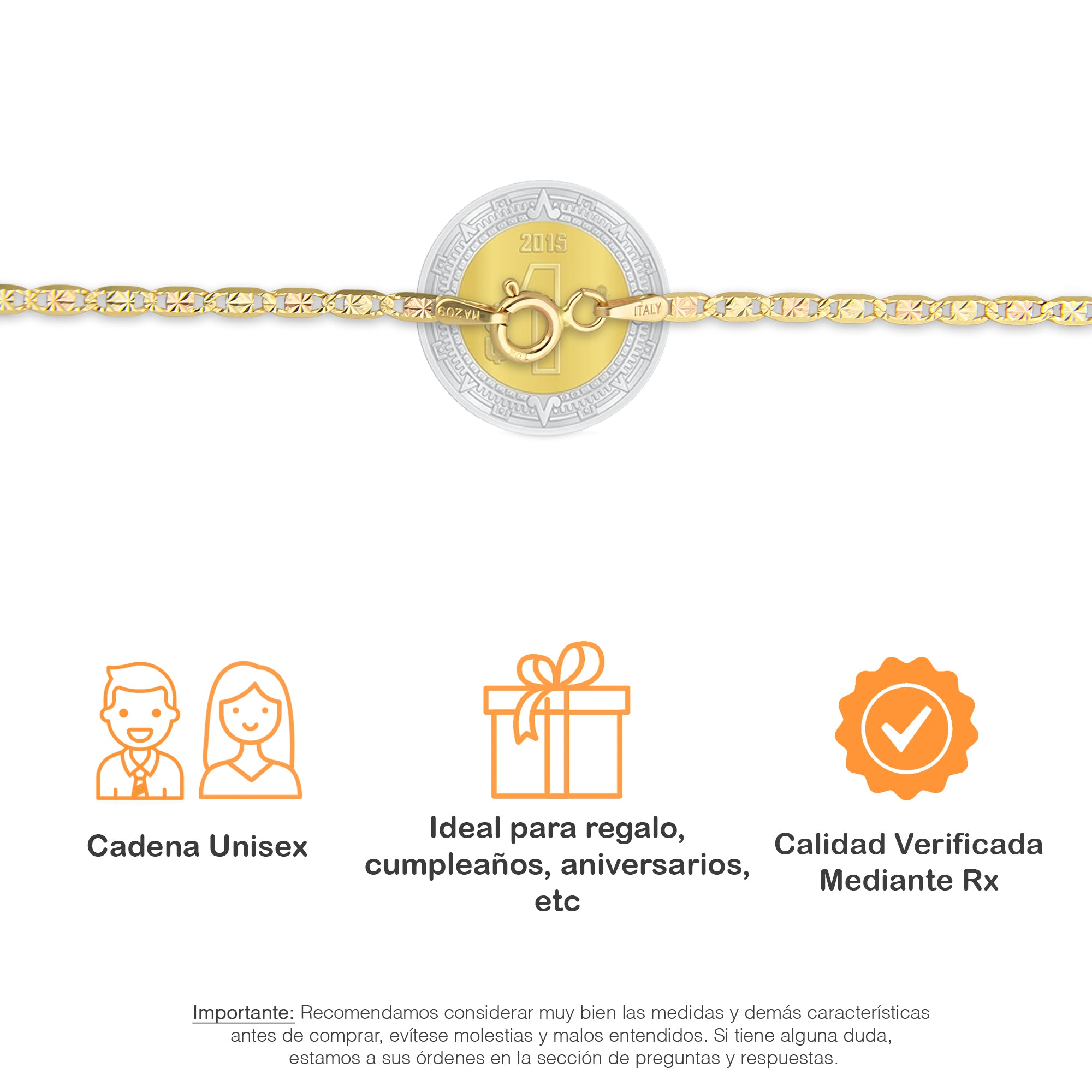 MR10CU031-55 Cadena Oro Sólido 10K Ancla Plana Diamantado Estrella Florentino 2 mm x 55 cm