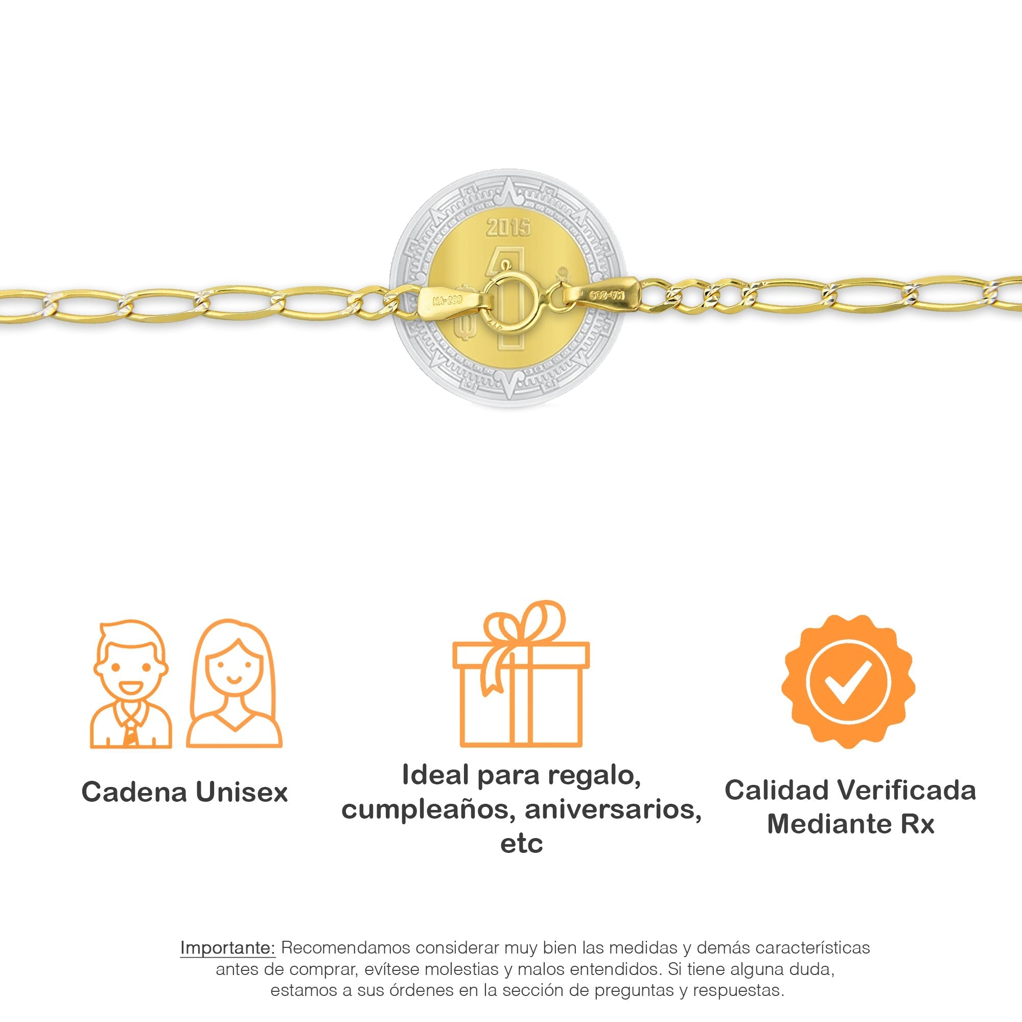 MR10CU032-55 Cadena Oro Sólido 10K Fígaro 10*7 Diamantada 2.7 mm x 55 cm