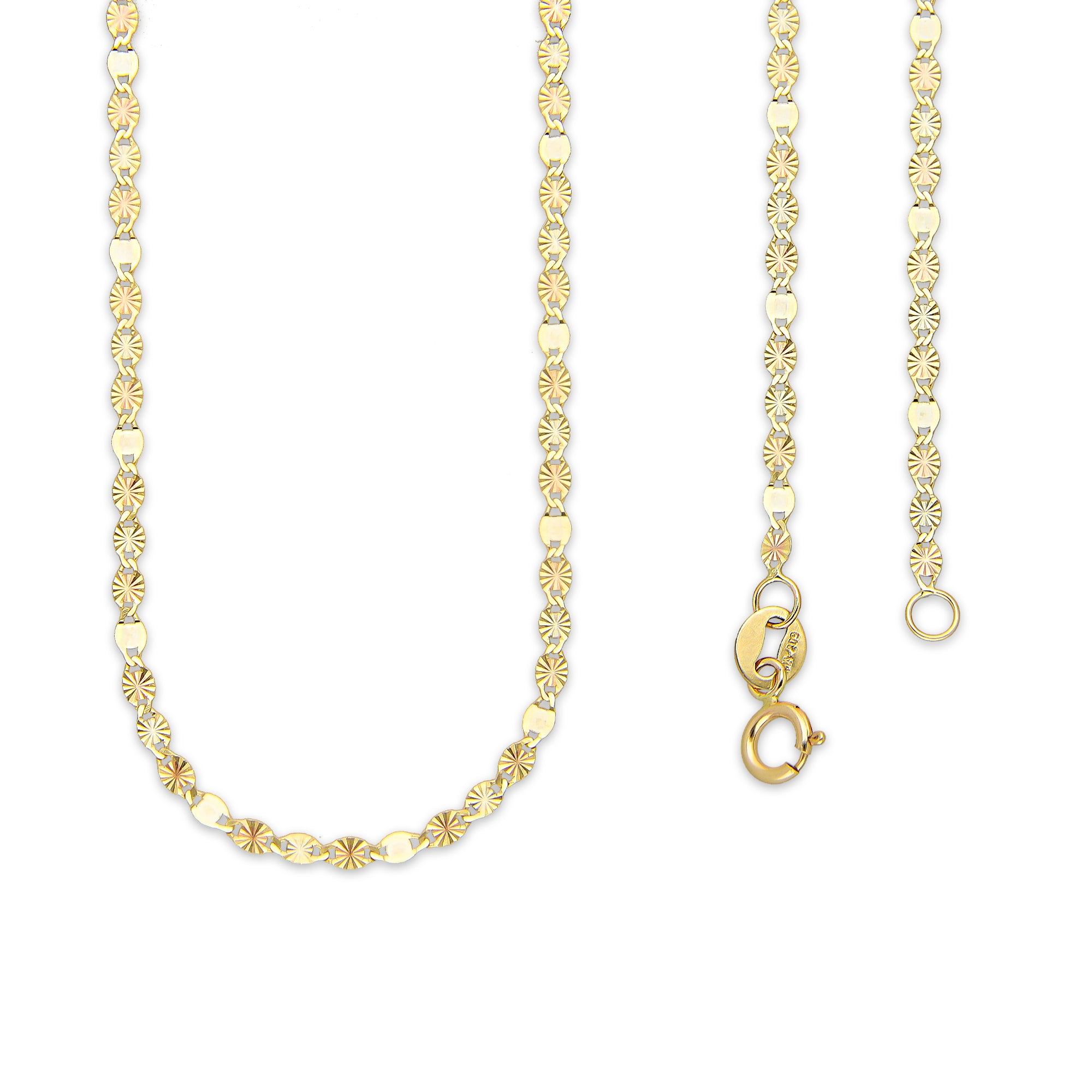 MR10CU037-55 Cadena Oro Sólido 10K Ancla Óvalo Diamantada Florentino 2 mm x 55 cm