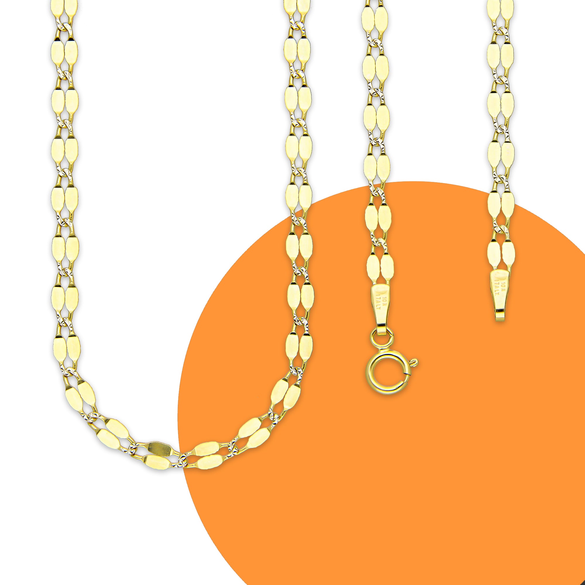 MR10CU038-55 Cadena Oro Sólido 10K Ancla Lisa Forjada Eslabones Largos 3 mm x 55 cm