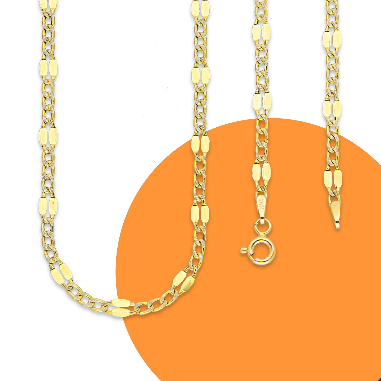 MR10CU056-60 Cadena Oro Sólido 10K Modelo Ancla Lisa Forjada 3*1 3 mm x 60 cm