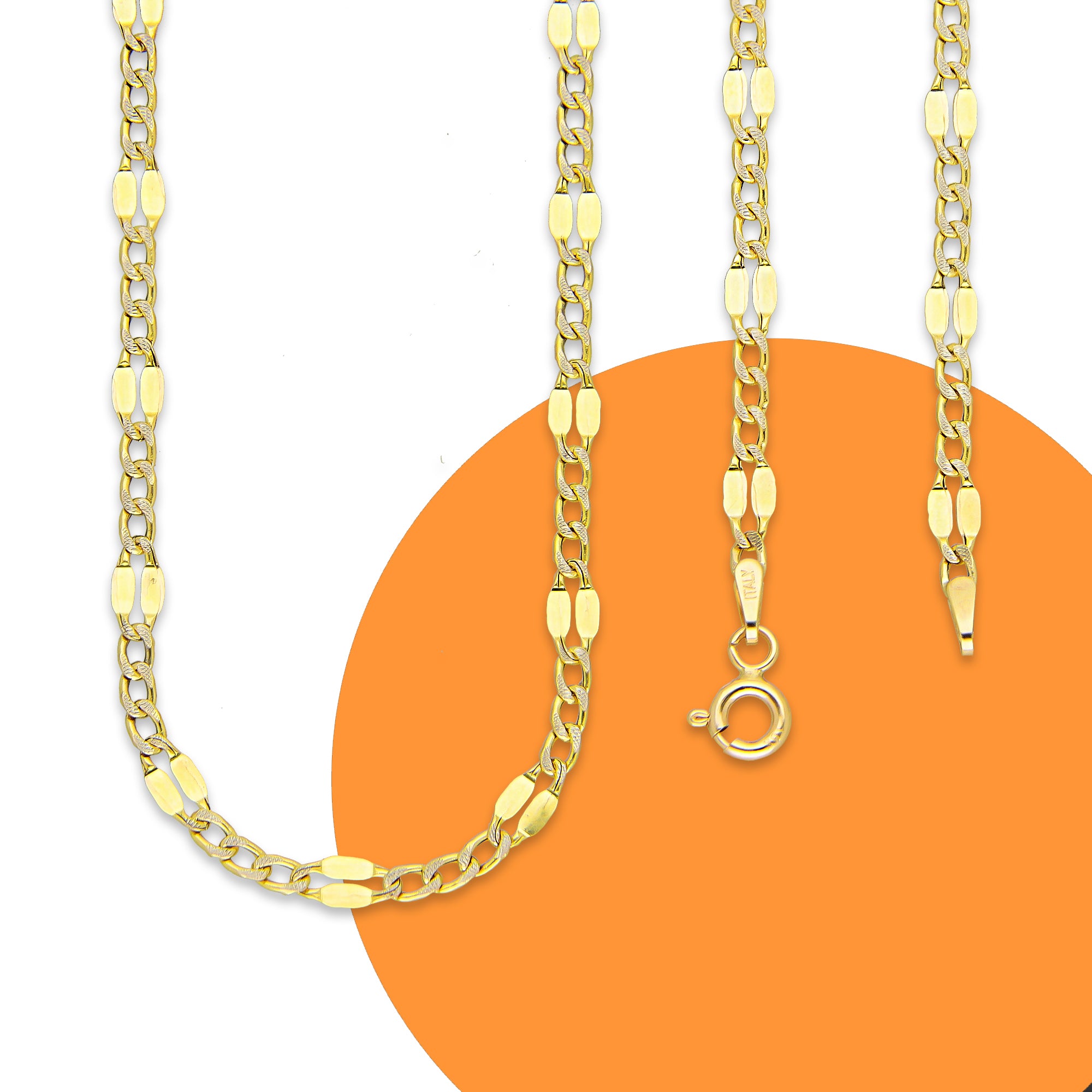 MR10CU056-60 Cadena Oro Sólido 10K Modelo Ancla Lisa Forjada 3*1 3 mm x 60 cm