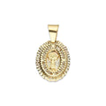 MR14DJ003 Dije Medalla Oval Oro Sólido 14K Divino Niño Zirc Perl Olan 1.1 x 1.9 cm