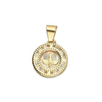 MR14DJ006 Dije Medalla Redonda Oro Sólido 14K Espíritu Santo Zirc Perl 1.1 x 1.7 cm