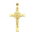 MR10DJ191 Dije Oro Sólido 10K EMF10 Cristo Grande Doble Vista Plana 2.7 cm x 5.2 cm
