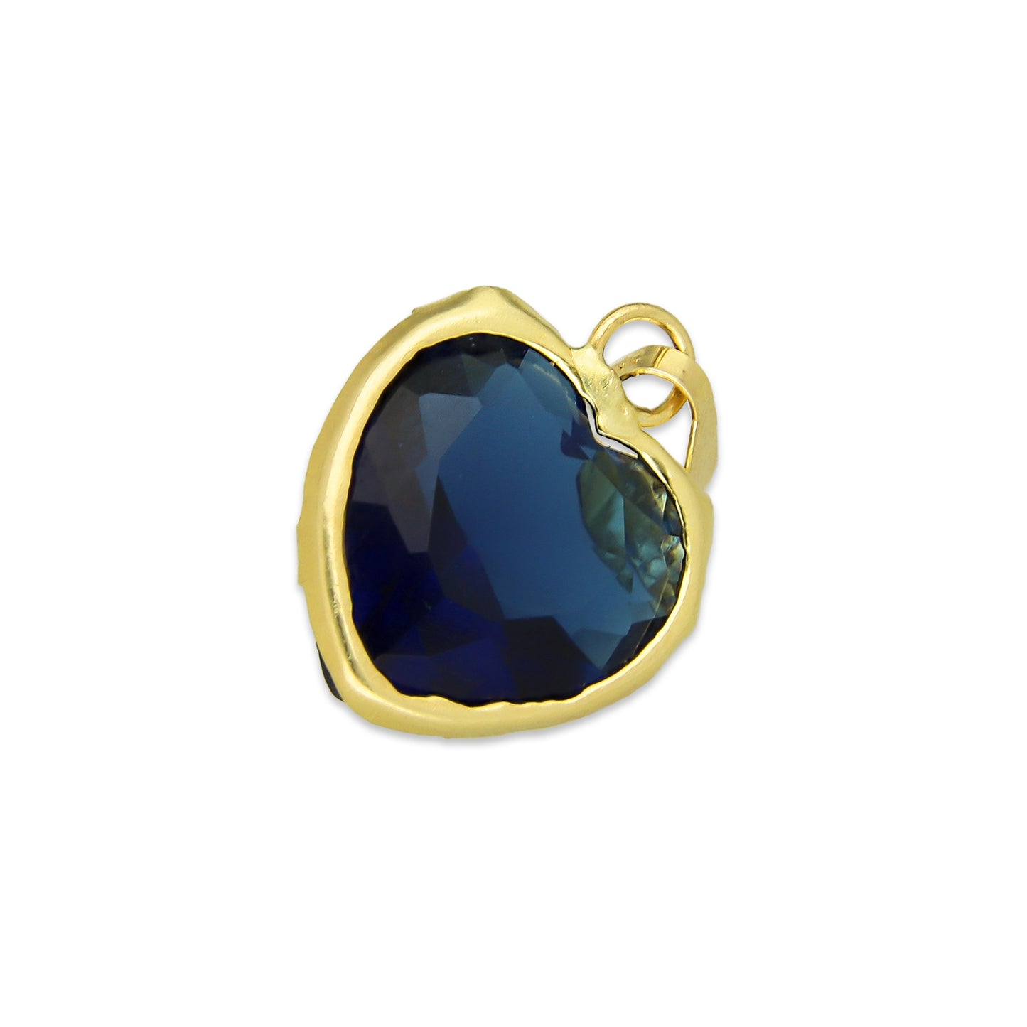 MR10DJ197 Dije Oro Sólido 10K EM Corazón con Bisel Liso Azul 1.3 cm x 2.2 cm