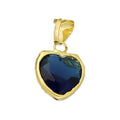 MR10DJ197 Dije Oro Sólido 10K EM Corazón con Bisel Liso Azul 1.3 cm x 2.2 cm