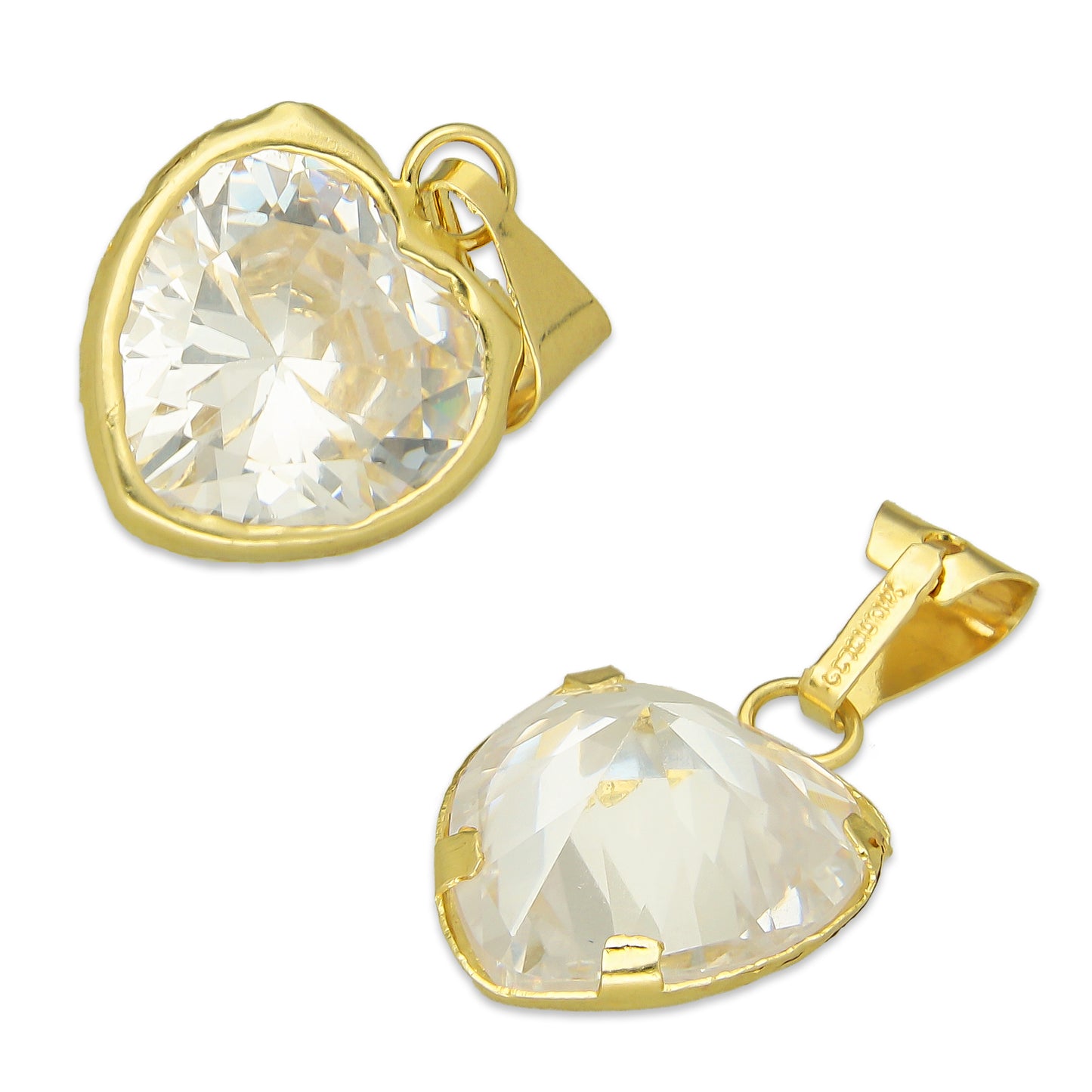 MR10DJ198 Dije Oro Sólido 10K EM Corazón con Bisel Liso Blanco 1.3 cm x 2.2 cm
