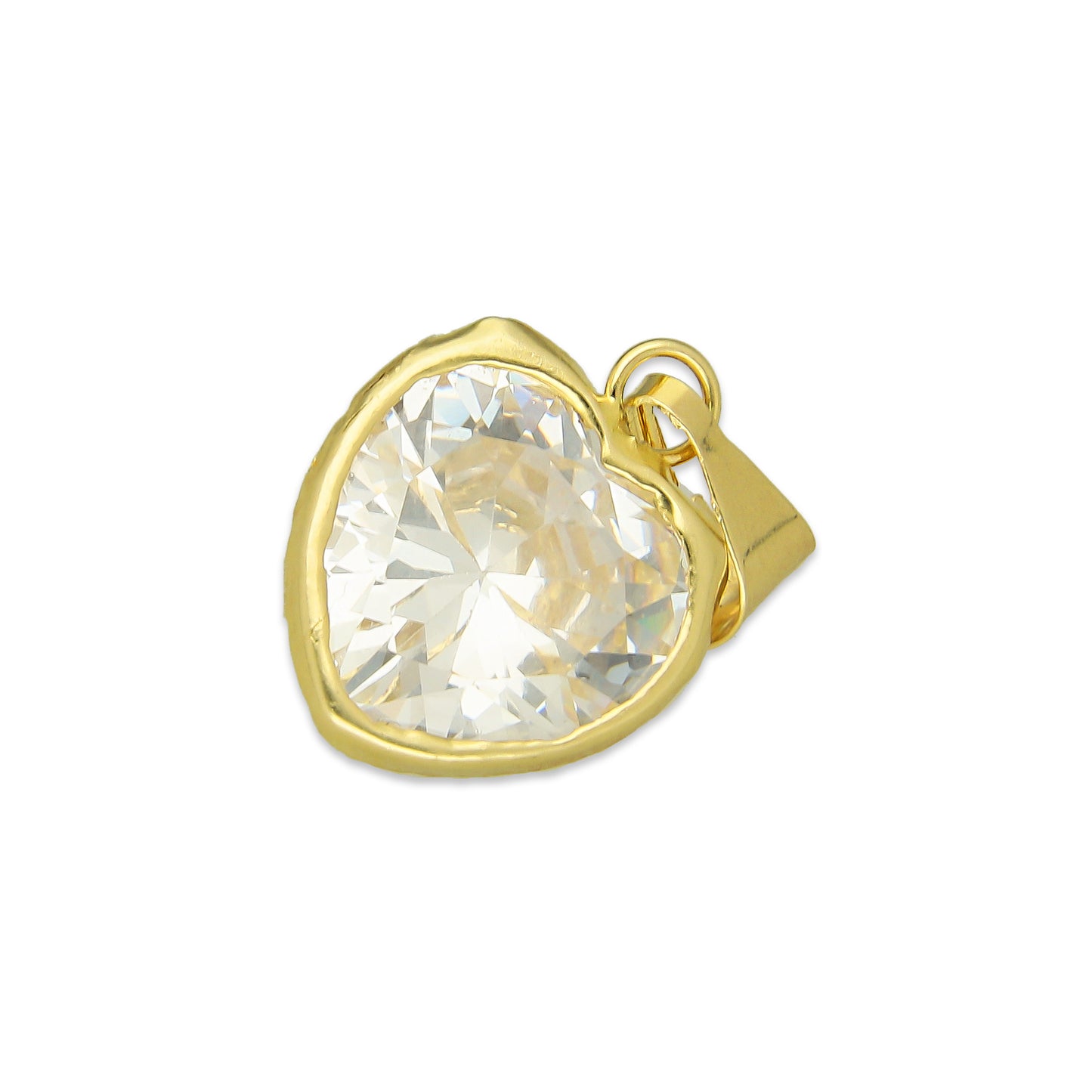 MR10DJ198 Dije Oro Sólido 10K EM Corazón con Bisel Liso Blanco 1.3 cm x 2.2 cm