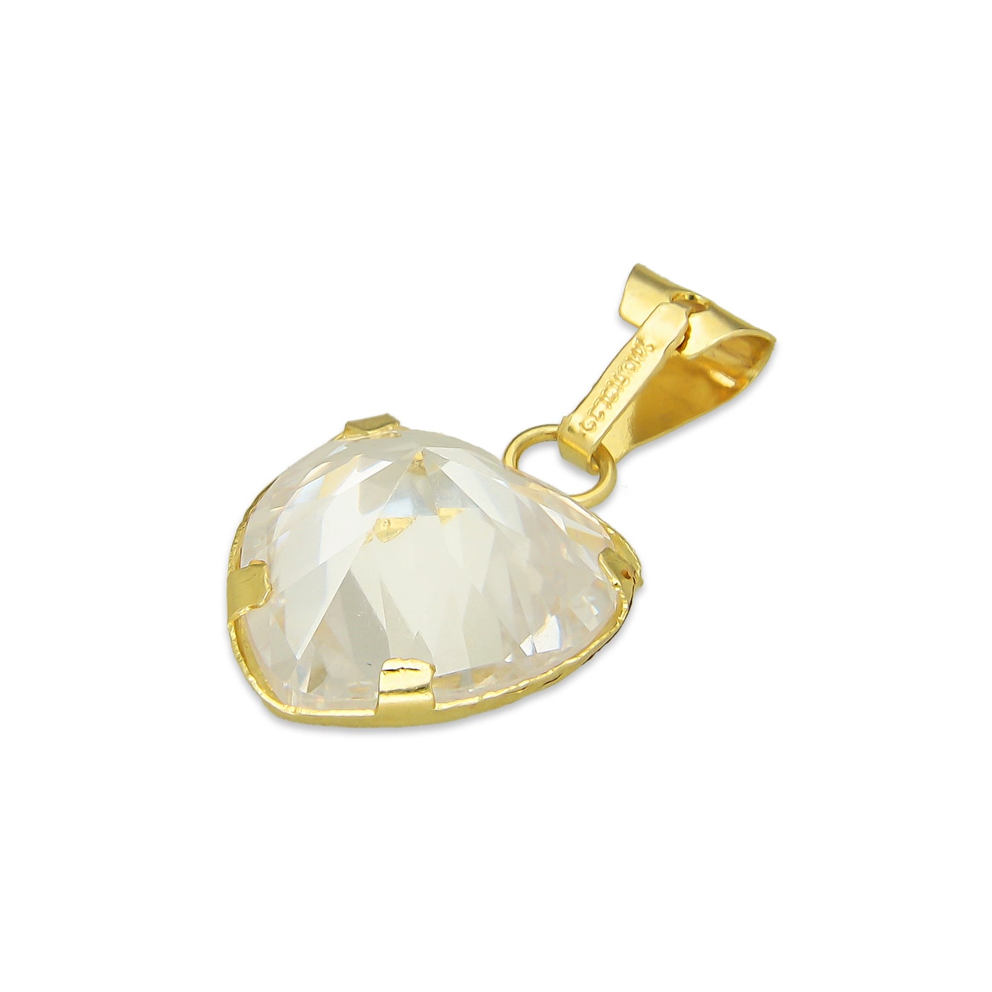 MR10DJ198 Dije Oro Sólido 10K EM Corazón con Bisel Liso Blanco 1.3 cm x 2.2 cm
