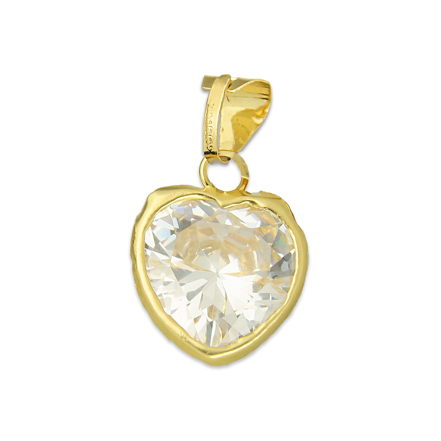 MR10DJ198 Dije Oro Sólido 10K EM Corazón con Bisel Liso Blanco 1.3 cm x 2.2 cm