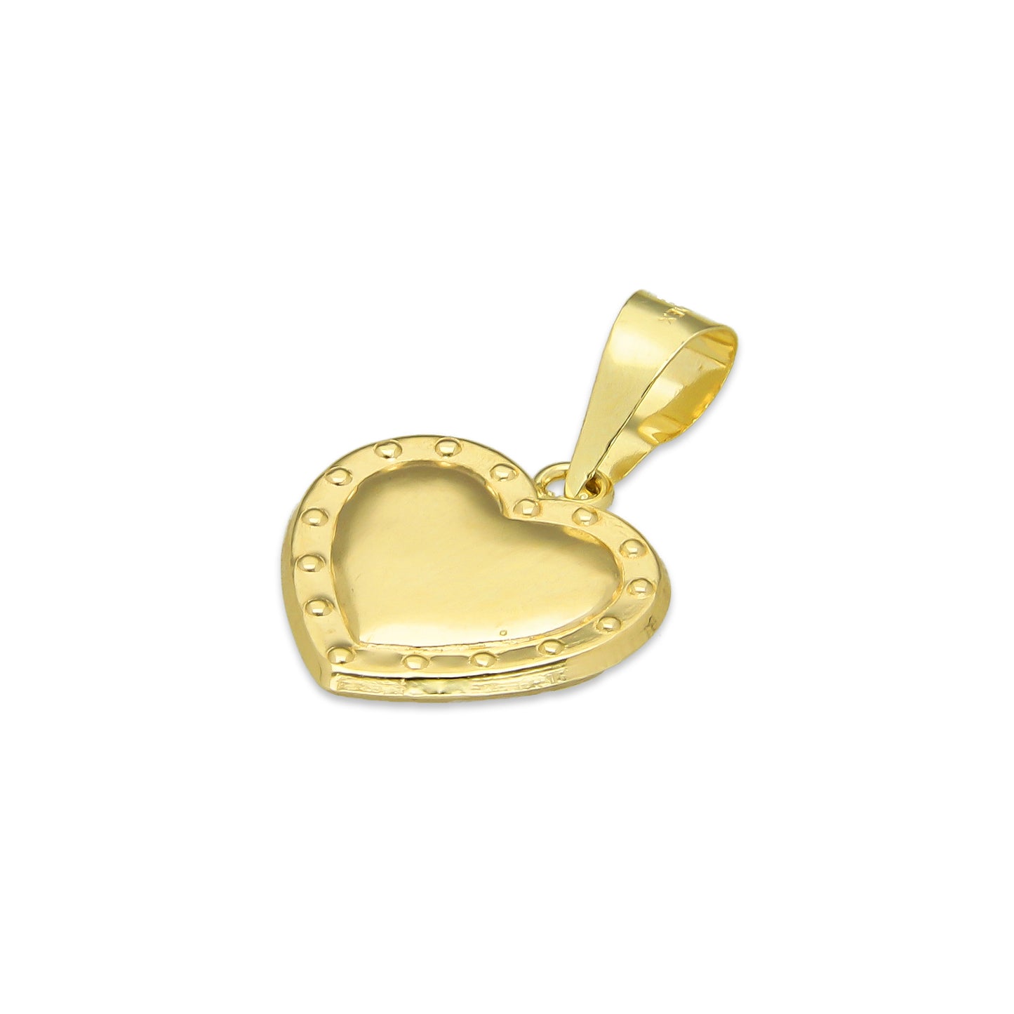 MR10DJ199 Dije Oro Sólido 10K EM Corazón Liso Bombeado Remaches 1.3 cm x 2 cm