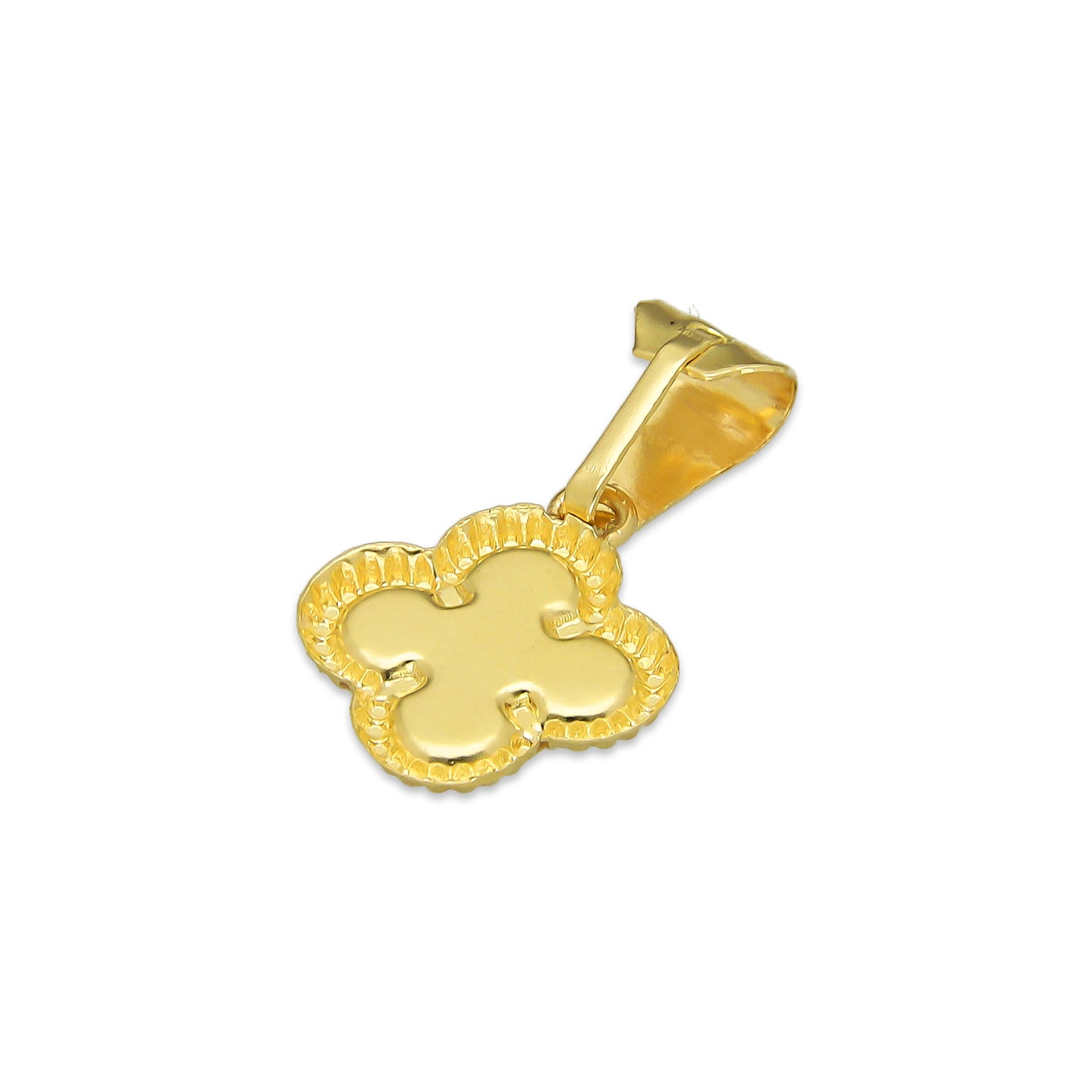MR10DJ202 Dije Oro Sólido 10K EM Trébol Esmaltado Blanco 1 cm x 1.9 cm