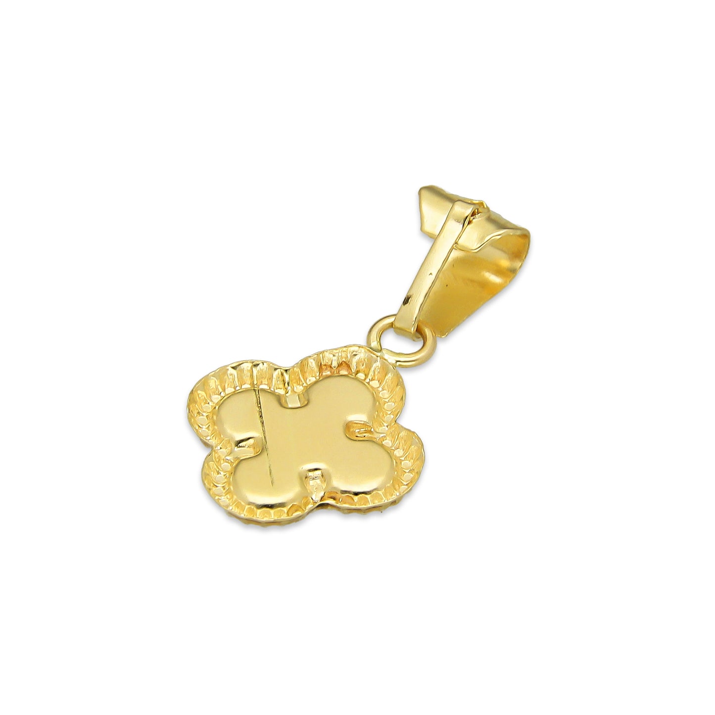 MR10DJ203 Dije Oro Sólido 10K EM Trébol Esmaltado Negro 1 cm x 1.9 cm