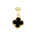 MR10DJ203 Dije Oro Sólido 10K EM Trébol Esmaltado Negro 1 cm x 1.9 cm
