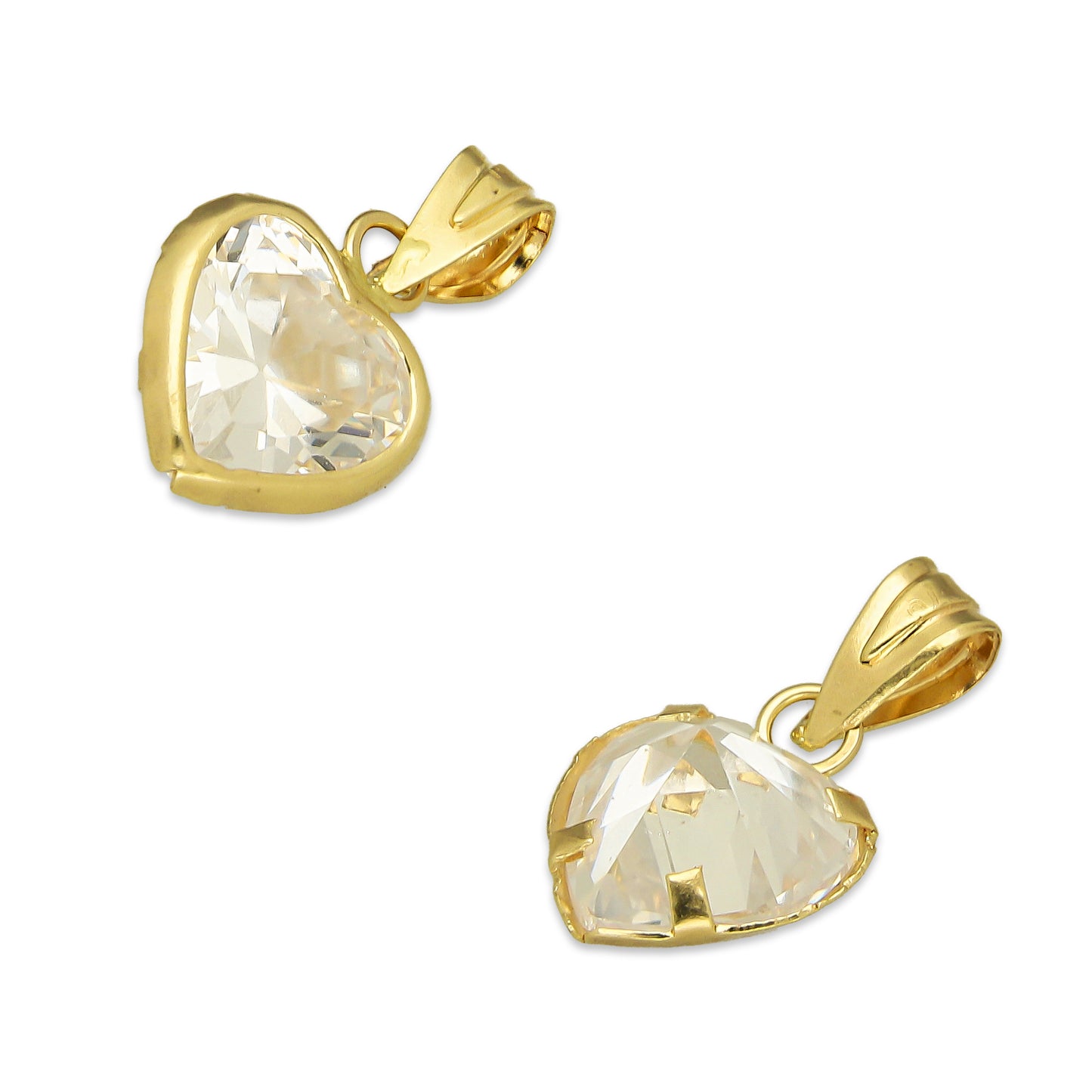MR10DJ204 Dije Oro Sólido 10K EM Corazón con Bisel Liso Blanco 9 mm x 1.6 cm