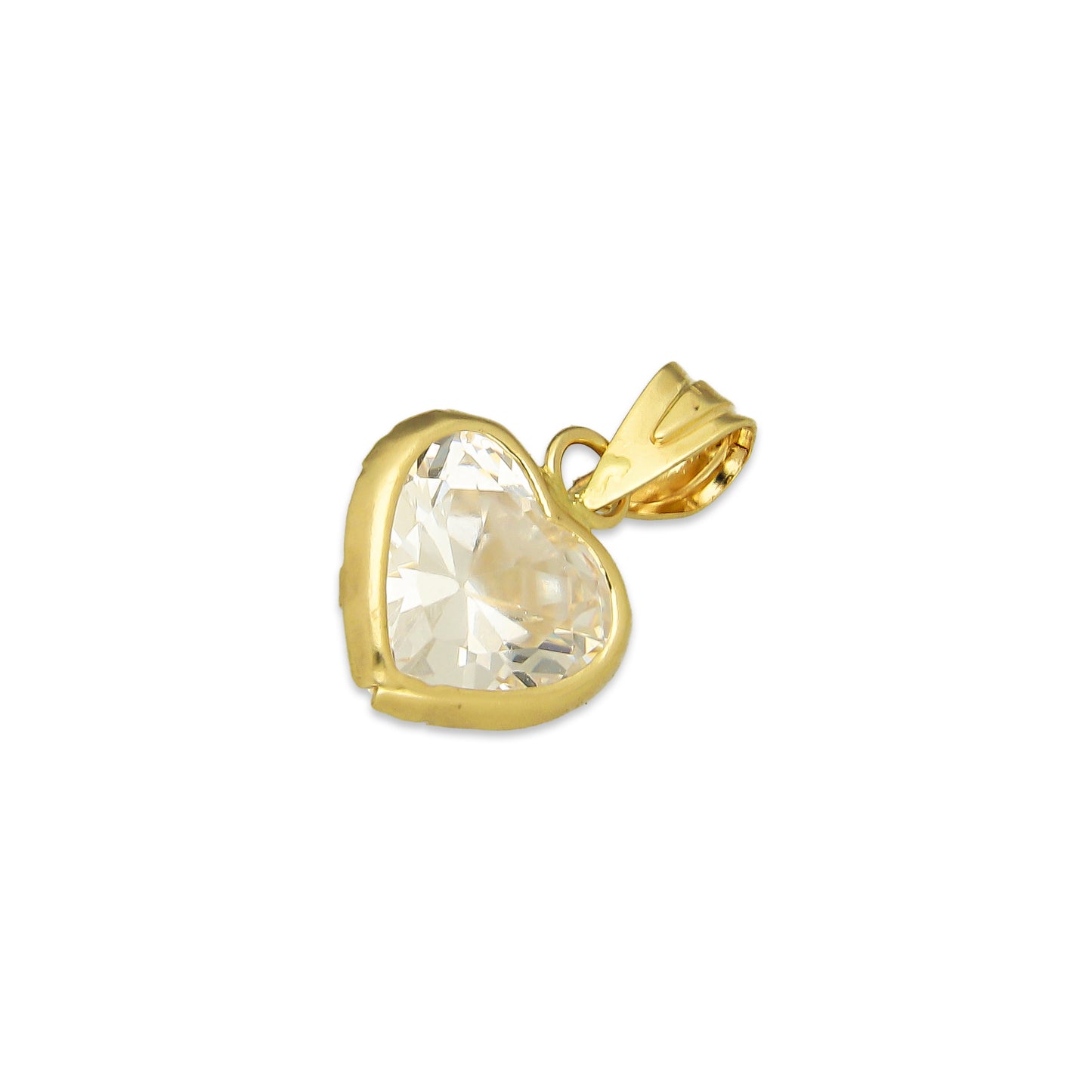 MR10DJ204 Dije Oro Sólido 10K EM Corazón con Bisel Liso Blanco 9 mm x 1.6 cm