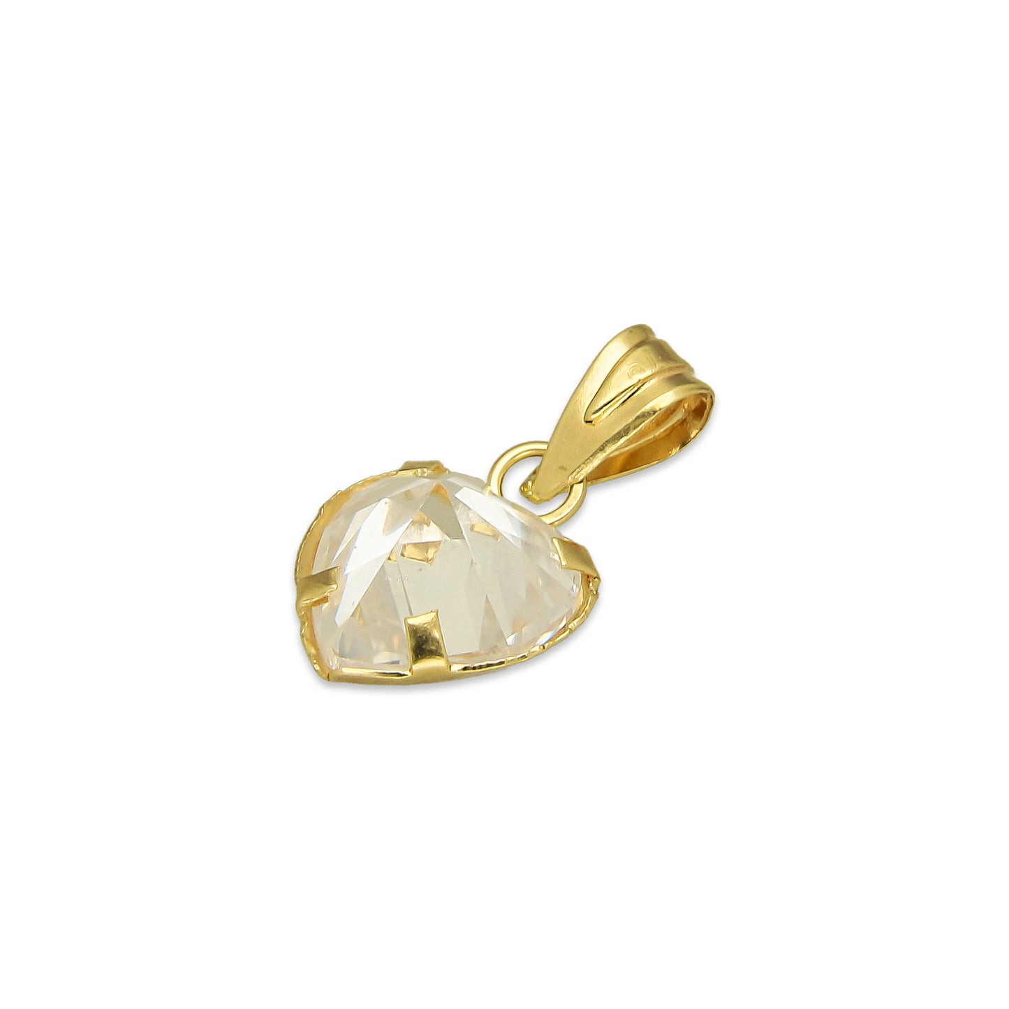 MR10DJ204 Dije Oro Sólido 10K EM Corazón con Bisel Liso Blanco 9 mm x 1.6 cm