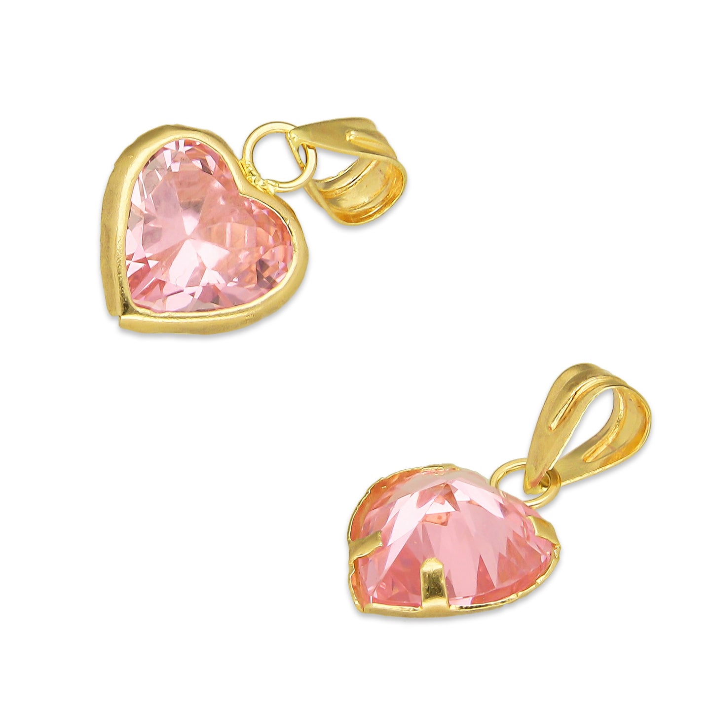 MR10DJ205 Dije Oro Sólido 10K EM Corazón con Bisel Liso Rosa 9 mm x 1.6 cm