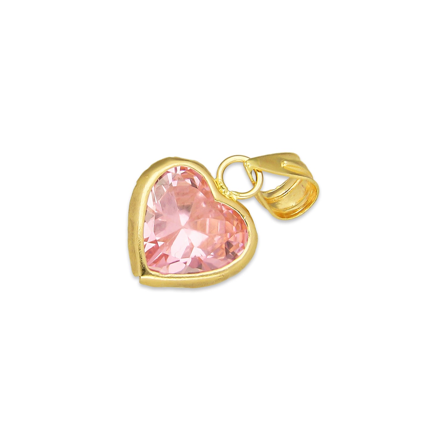 MR10DJ205 Dije Oro Sólido 10K EM Corazón con Bisel Liso Rosa 9 mm x 1.6 cm