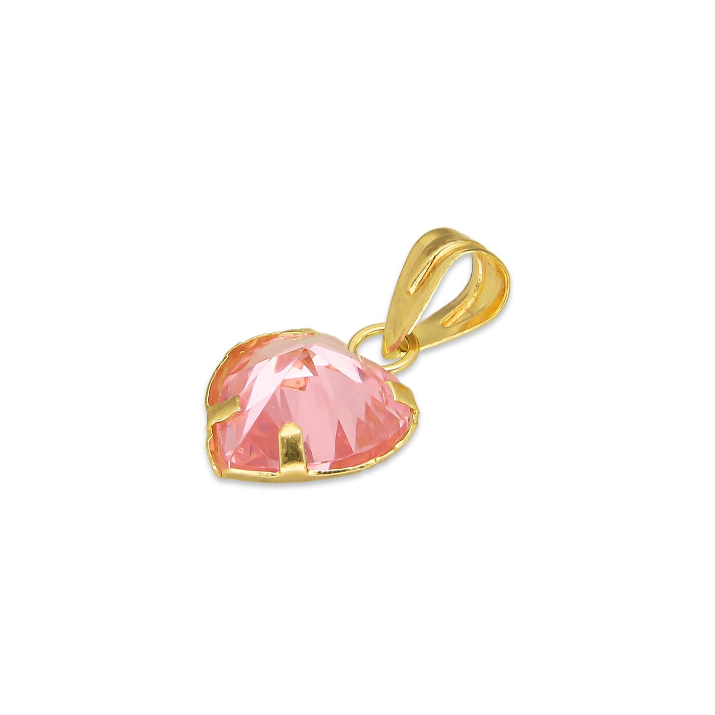 MR10DJ205 Dije Oro Sólido 10K EM Corazón con Bisel Liso Rosa 9 mm x 1.6 cm