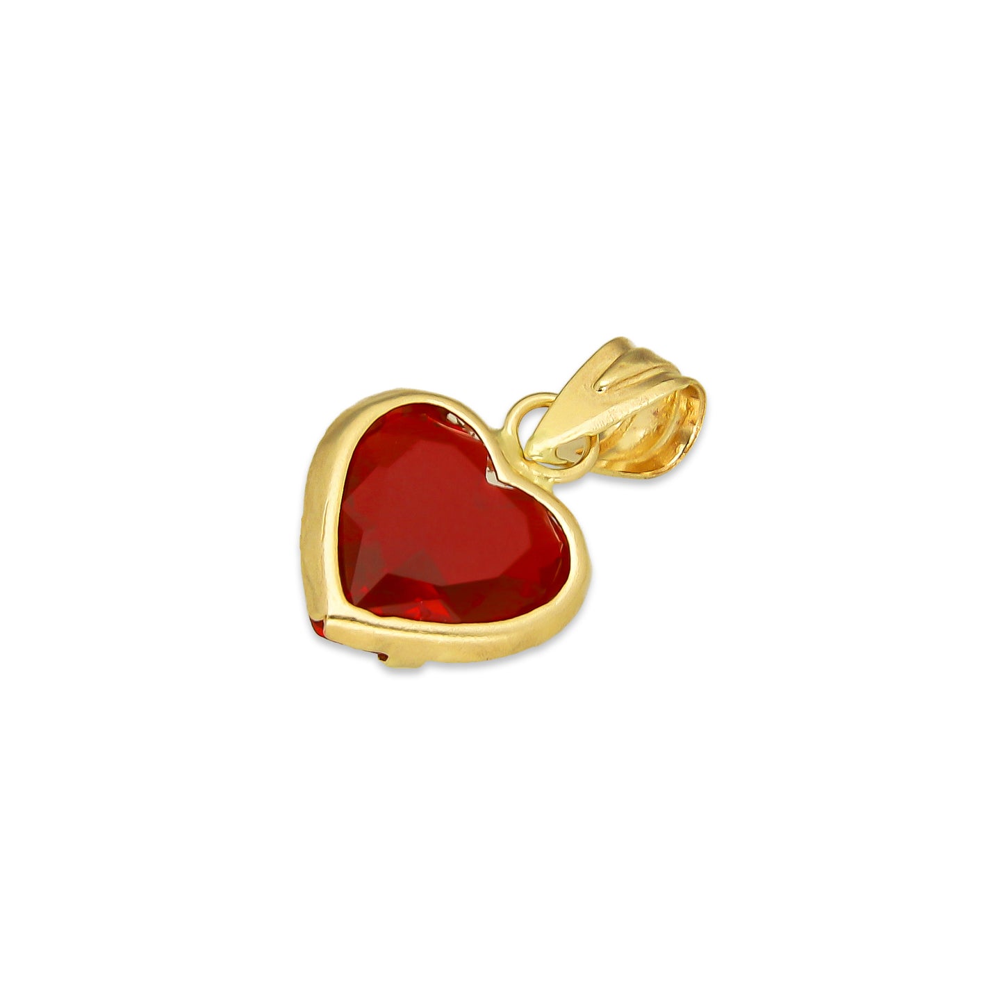 MR10DJ206 Dije Oro Sólido 10K EM Corazón con Bisel Liso Rojo 9 mm x 1.6 cm