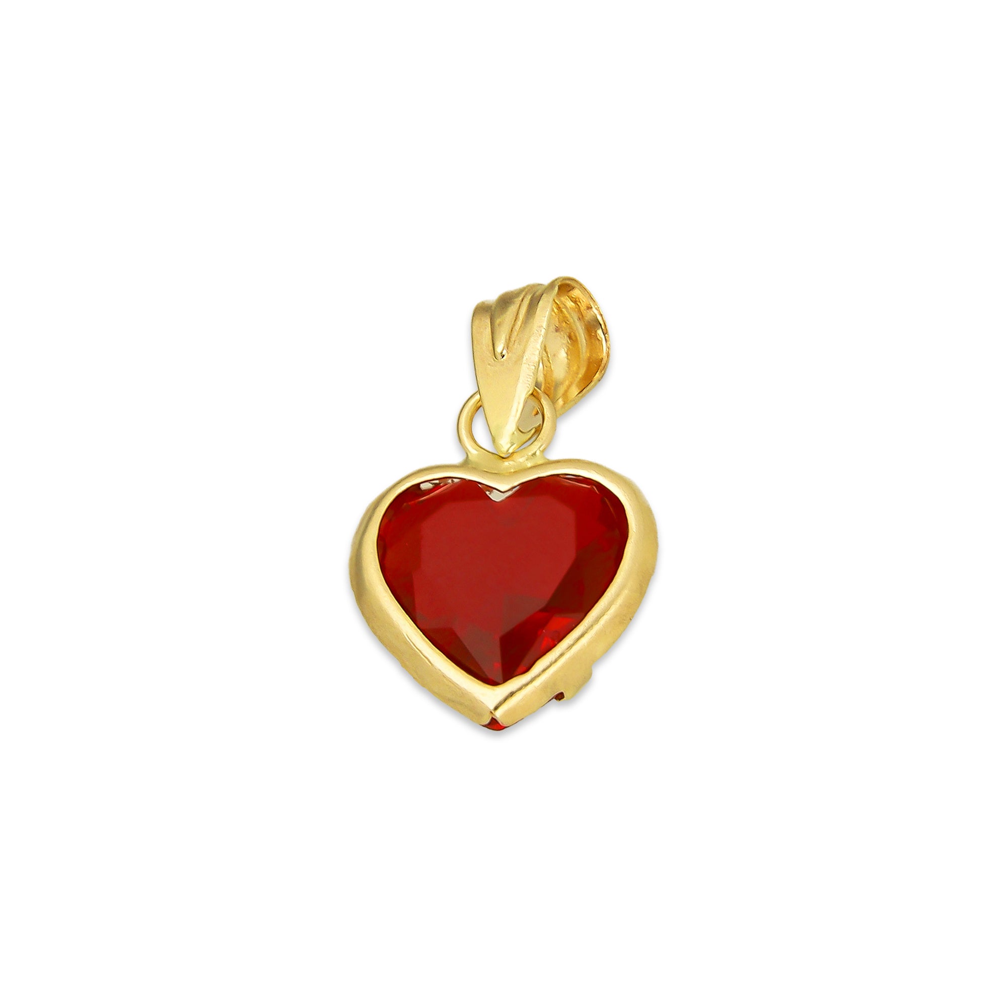 MR10DJ206 Dije Oro Sólido 10K EM Corazón con Bisel Liso Rojo 9 mm x 1.6 cm