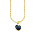MR10DP102 Cadena Oro Sólido 10K + Dije Oro Sólido 10K EM Corazón con Bisel Liso Azul 1.3 cm x 2.2 cm