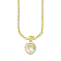 MR10DP103 Cadena Oro Sólido 10K + Dije Oro Sólido 10K EM Corazón con Bisel Liso Blanco 1.3 cm x 2.2 cm