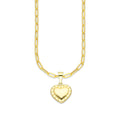 MR10DP104 Cadena Oro Sólido 10K + Dije Oro Sólido 10K EM Corazón Liso Bombeado Remaches 1.3 cm x 2 cm