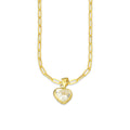 MR10DP109 Cadena Oro Sólido 10K + Dije Oro Sólido 10K EM Corazón con Bisel Liso Blanco 9 mm x 1.6 cm