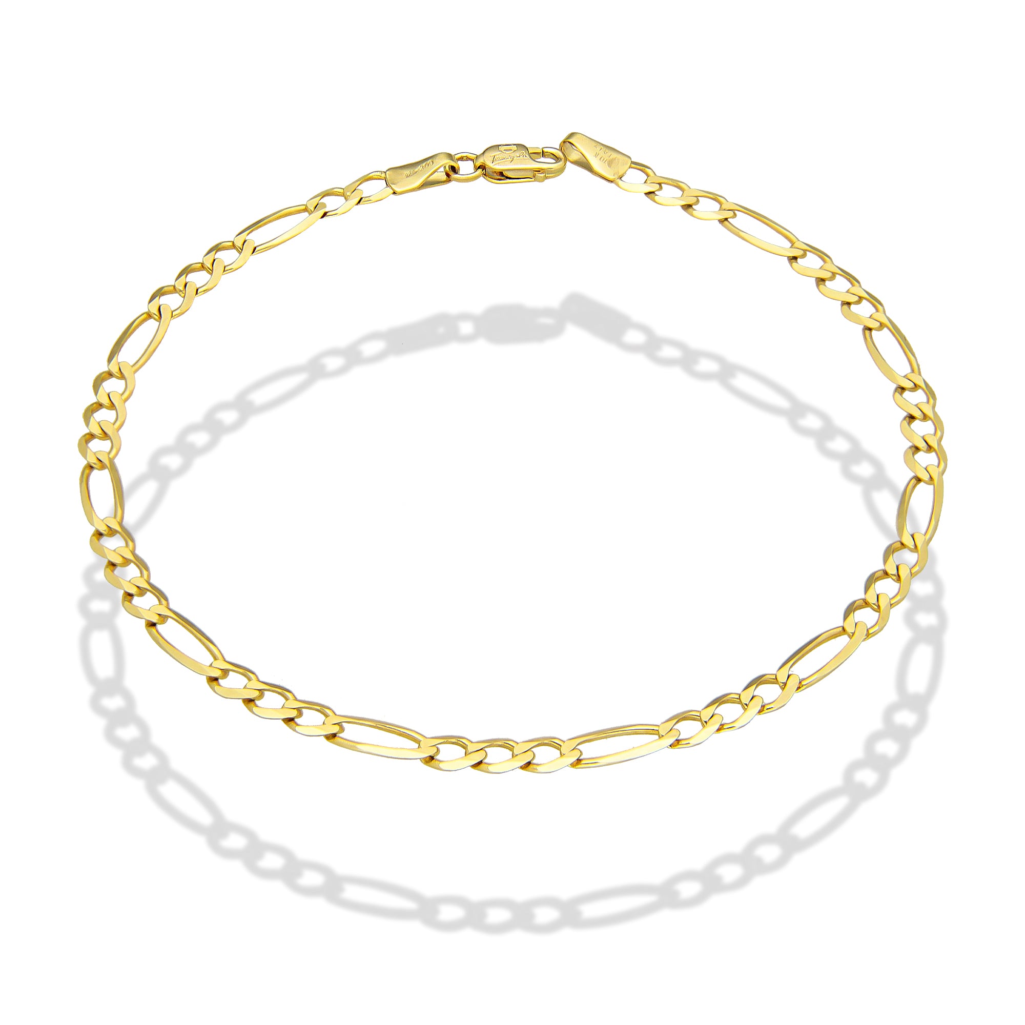 MR10PC043 Pulsera Para Caballero Oro Sólido 10K Mod Figaro 3*1 Lisa 3 mm x 21 cm