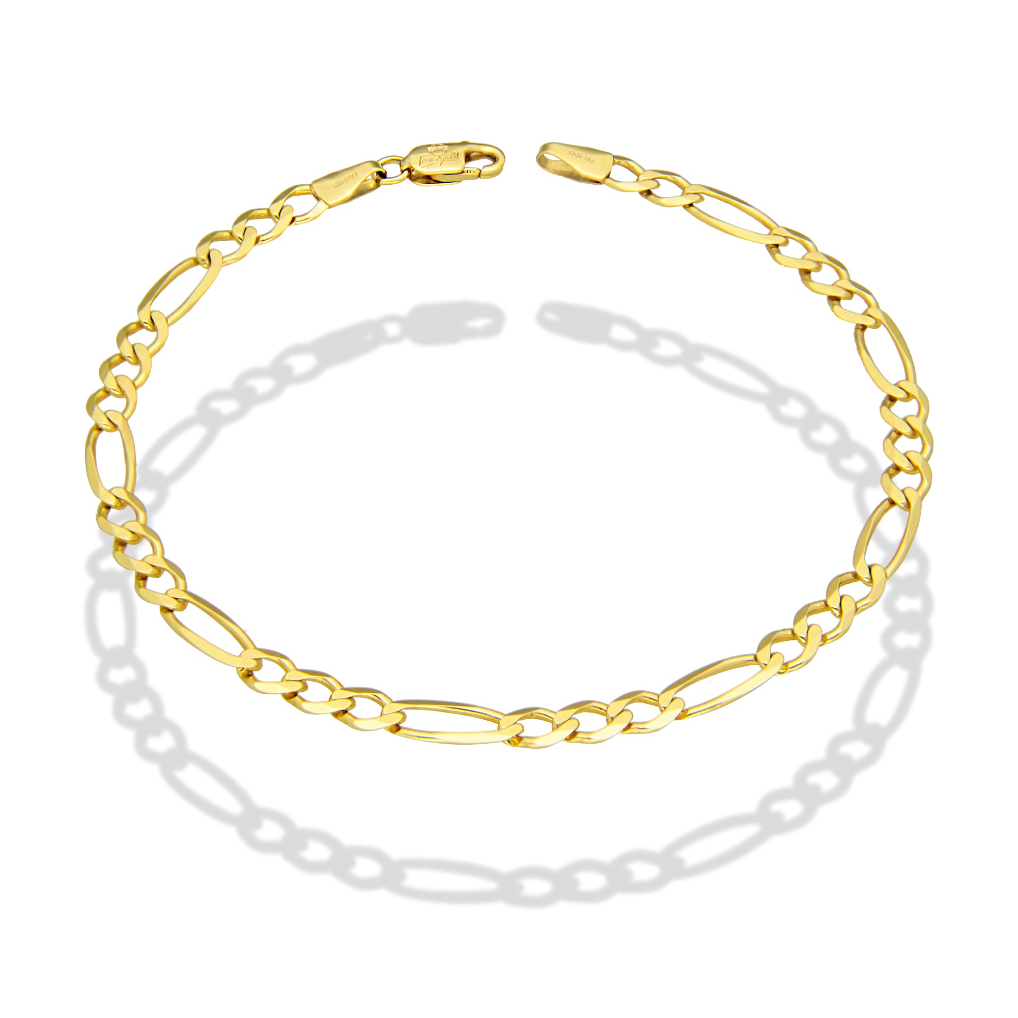 MR10PC044 Pulsera Para Caballero Oro Sólido 10K Mod Figaro 3*1 Lisa 4 mm x 21 cm