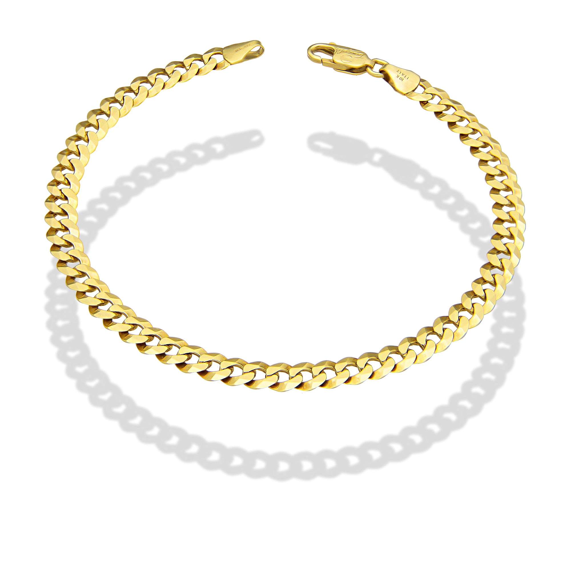 MR10PC048 Pulsera Para Caballero Oro Sólido 10K Mod Cubana Americana Lisa 5 mm x 21 cm