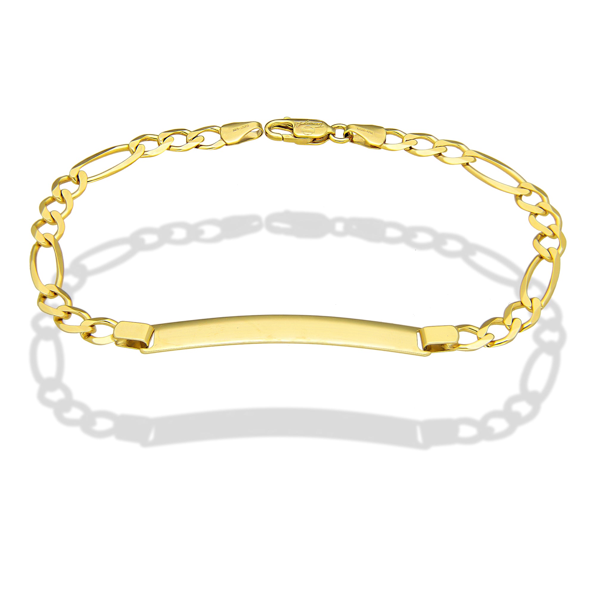 MR10PC053 Pulsera Esclava Caballero Oro Sólido 10K Mod Figaro 3*1 Lisa 5 mm x 21 cm